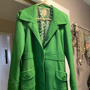 Green wool pea coat